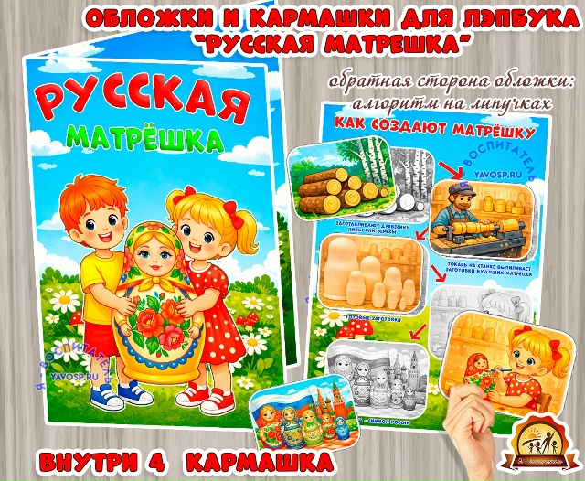 Лэпбук "Русская матрёшка": обложки и кармашки.
