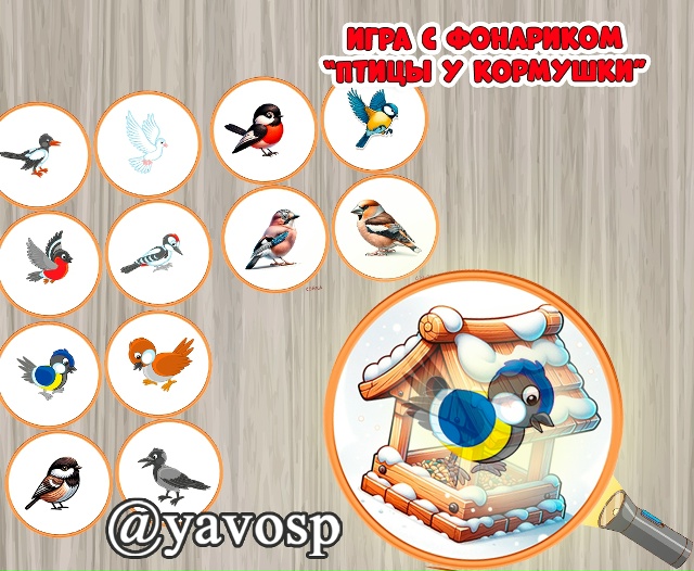 Игра с фонариком "Птицы у кормушки"