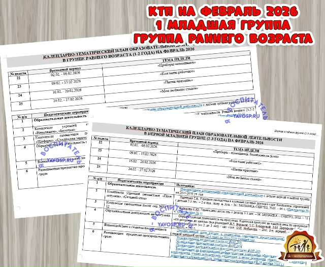 КАЛЕНДАРНО-ТЕМАТИЧЕСКИЙ ПЛАН ОБРАЗОВАТЕЛЬНОЙ ДЕЯТЕЛЬНОСТИ В ГРУППЕ РАННЕГО ВОЗРАСТА (1-2 года) И ПРЕ...