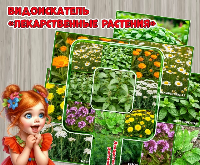 Видоискатель с ручкой и иллюстративный материал «Лекарственные растения»