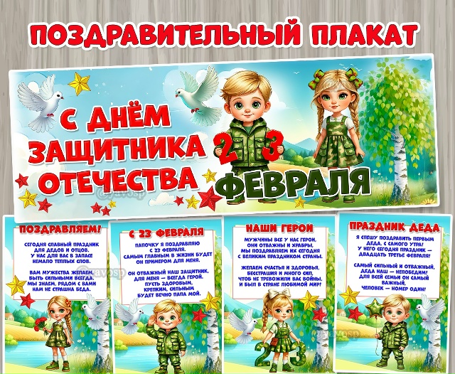 Поздравительный плакат к 23 февраля «День защитника Отечества»