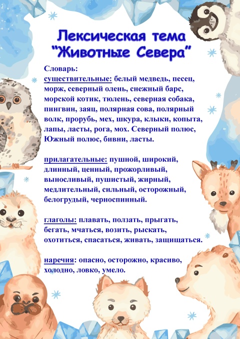 Лексическая тема "Животные Севера".