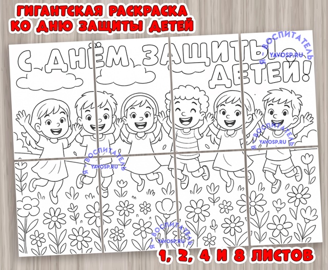 Гигантская раскраска "С Днем защиты детей!"