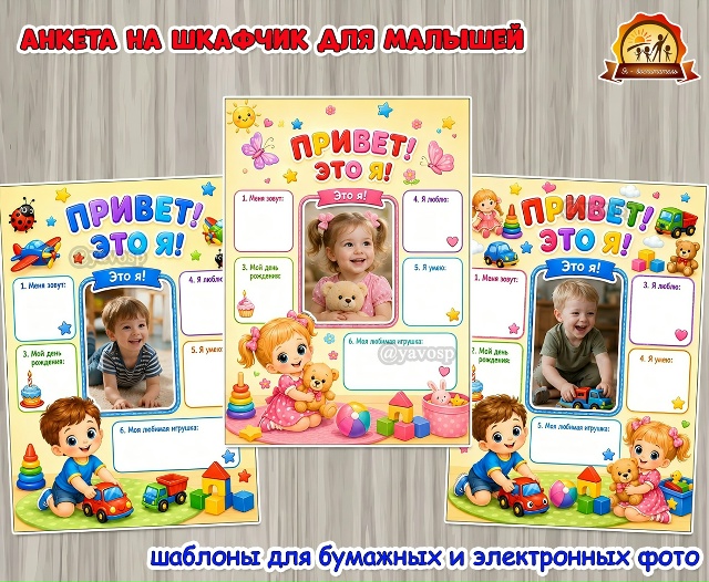 Анкета на шкафчик для малышей