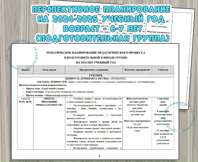 Перспективное планирование на 2024-2025 учебный год