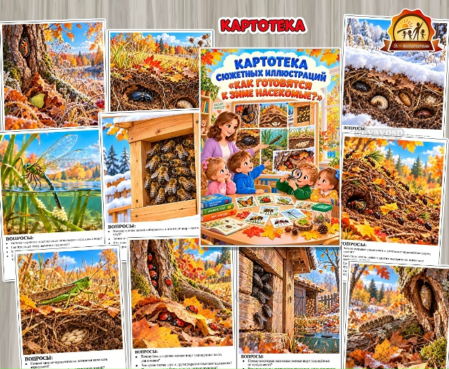 Картотека сюжетных иллюстраций «Как готовятся к зиме насекомые?»