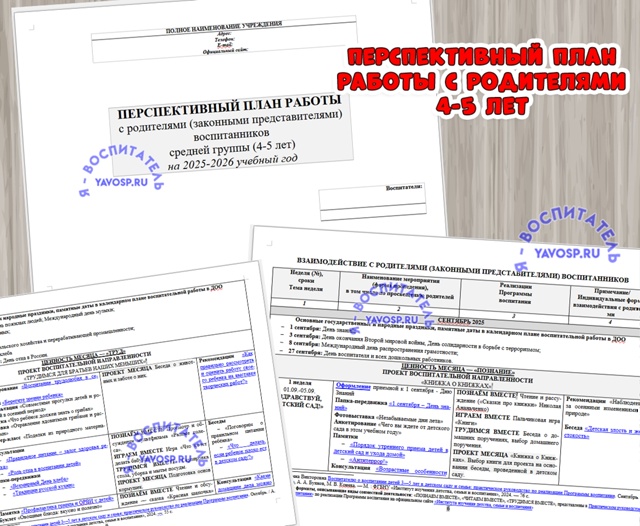 ПЕРСПЕКТИВНЫЙ ПЛАН РАБОТЫ