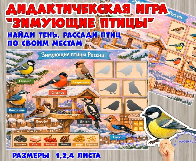 Плакат и игра "Зимующие птицы России"