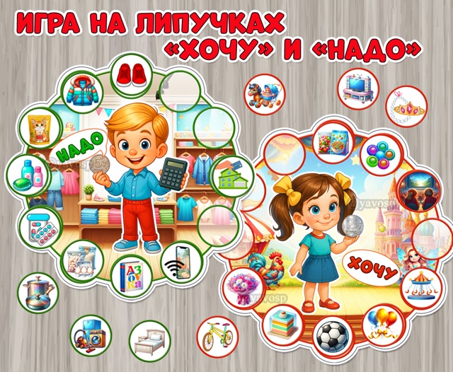 Дидактическая игра на липучках по финансовой грамотности «Хочу и Надо»