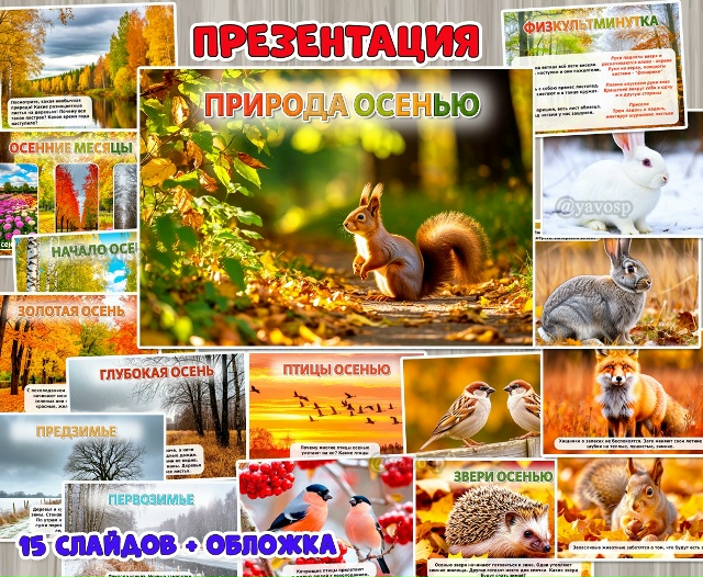 Презентация «Природа осенью» из 16 слайдов.