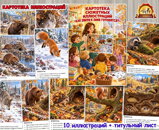 Картотека сюжетных иллюстраций «Как звери к зиме готовятся?»