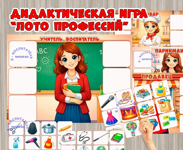 Дидактическая игра -лото "Что нужно для этих профессий"
