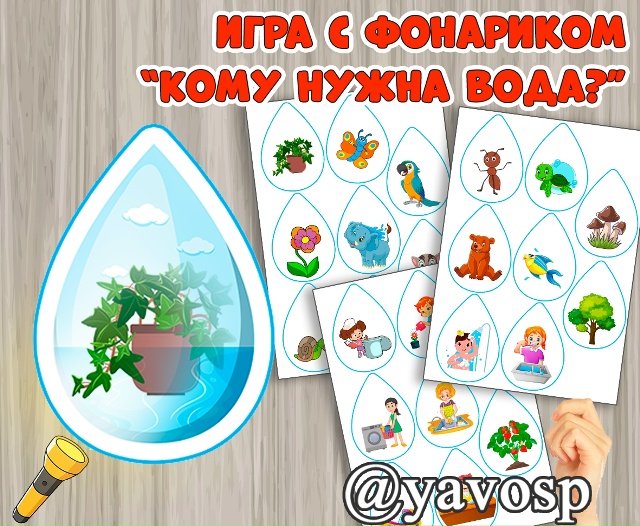 Игра с фонариком "Кому/чему нужна вода"