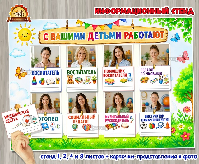 Оформление информационного фотостенда для родителей «С вашими детьми работают»